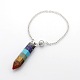 Braceles en laiton avec pendentifs de pierres précieuses colorées G-P053-03-1