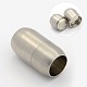 Frosted 304 Stainless Steel Magnetic Clasps with Glue-in Ends STAS-N002-21-6mm-2