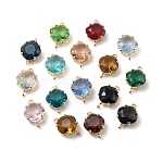 Colgantes de conector de vidrio k9 de latón, Sin cadmio y níque y plomo, enlaces de rombos en tono dorado claro, color mezclado, 16x11x6mm, agujero: 1.2 mm
