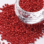 Glass Seed Beads, Opaque Colours Seed, Small Craft Beads for DIY Jewelry Making, Round, Crimson, 2mm, Hole:1mm, about 30000pcs/pound