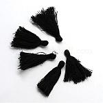 Handmade Polycotton(Polyester Cotton) Tassel Decorations, Pendant Decorations, Black, 29~35mm