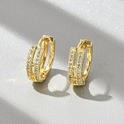 Латунные серьги-кольца из прозрачного кубического циркония EJEW-D311-108G
