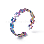 Ионное покрытие (ip) 201 кольцо из нержавеющей стали с полым квадратным открытым манжетным кольцом для женщин RJEW-C045-11M