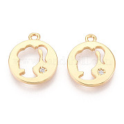 Латунные микропаве прозрачные подвески с фианитом KK-T078-09G-01