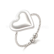 304 Stainless Steel Heart Open Cuff Ring for Women RJEW-E066-04P