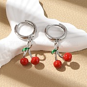 Серьги-кольца из вишневой латуни с эмалью EJEW-M077-14P-02