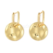 Плоские круглые латунные серьги-кольца для женщин EJEW-Q389-08G