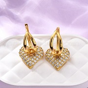 Латунные серьги-кольца из прозрачного кубического циркония EJEW-D322-08G