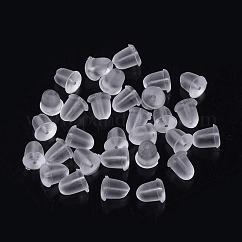Tuercas de plástico, pendiente trasero, Claro, 4x4mm, agujero: 0.5 mm