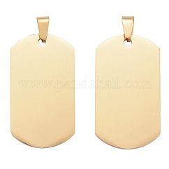 Colgantes grandes de acero inoxidable 304 con recubrimiento de PVD al vacío, Plateado de larga duración, acabado pulido espejo, etiquetas de estampado en blanco, Rectángulo, dorado, 43x24x1.8mm
