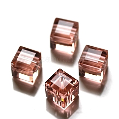 K9 vidrio, Abalorios de cristal austriaco de imitación, aaa grado, facetados, cubo, salmón claro, 5~5.5x5~5.5x5~5.5 mm (tamaño dentro del rango de error de 0.5~1 mm), agujero: 0.7~0.9 mm