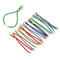 Fabricación de pulsera de hilo trenzado de nylon, fabricación de pulsera deslizante, con fornituras de latón, redondo, dorado, color mezclado, 8.66~9.06 pulgada (22~23 cm), agujero: 2.8 mm, longitud de una sola cadena: aproximadamente 4.33~4.53 pulgada (11~11.5 cm)