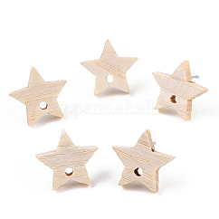 Risultati di orecchini a bottone in legno di frassino, con perno in acciaio inox 304, stella, 14.5x15mm, Foro: 1.8 mm, ago :0.7mm