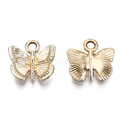Legierungscharme, cadmiumfrei und bleifrei, Schmetterling, Licht Gold, 12x12.5x3 mm, Bohrung: 1.8 mm