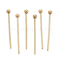 Perni con testa in acciaio inossidabile 304, placcatura ionica (ip), vero placcato oro 18k, 20mm, testa: 2 mm, 100 pc / set