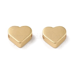 Acumular cuentas de latón chapado, sin plomo y cadmio, Plateado de larga duración, corazón, real 18k chapado en oro, 6x7x3mm, agujero: 1.6 mm