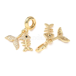 Anhänger aus ozeanmessingfarbenem Mikropavé mit klaren Zirkonia im europäischen Stil&nbsp;KK-H278-03G-02