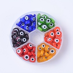 6 Farben handgemachte böse Blick Bunte Malerei Perlen&nbsp;LAMP-JP0001-12