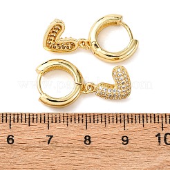 Серьги-кольца в форме сердца с микропаве из прозрачных кубических цирконий из латуни&nbsp;EJEW-K267-13G