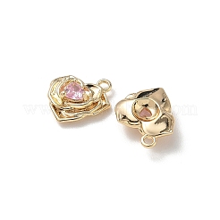 Valentinstag-Charms aus Messing mit Mikropavé-Kubikzirkonia&nbsp;KK-P355-15G-02
