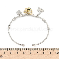 Bracelets à breloques en laiton micro pavé en oxyde de zirconium transparent pour femmes&nbsp;BJEW-Z089-04G
