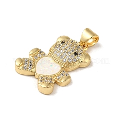 Placage de crémaillère en laiton micro pavé pendentifs en zircone cubique claire&nbsp;KK-P268-05A-G01