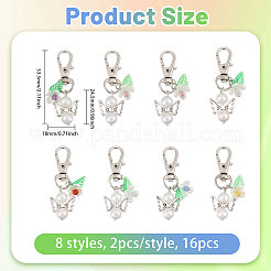 16 шт. 8-цветный цветок-ангел из АБС-пластика&nbsp;HJEW-CA00055