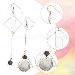 2 ensemble de 2 boucles d'oreilles rectangulaires en acrylique et rondes plates asymétriques&nbsp;EJEW-AN0001-56