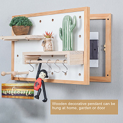 1 décoration murale suspendue en bois naturel pour la décoration de la porte d'entrée de la maison&nbsp;AJEW-CN0001-02B