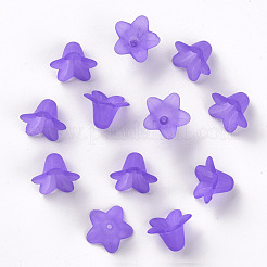 Perles pourpres de fleurs en acrylique transparent mat&nbsp;X-PLF018-15