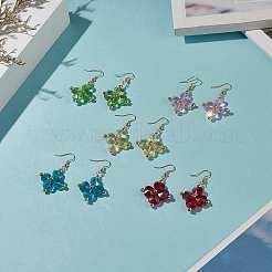 Orecchini pendenti con trifoglio di vetro bling&nbsp;EJEW-JE05196
