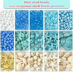 Наборы для изготовления браслетов из синтетической бирюзы и бисера своими руками&nbsp;DIY-FS0006-99