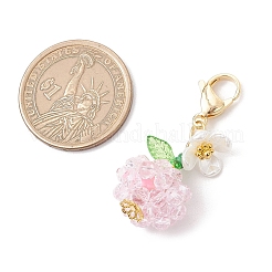 Подвесные украшения из синтетической императорской яшмы и стеклянных бусин с фруктовыми и цветочными узорами&nbsp;HJEW-MZ00307-02