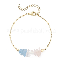 Браслеты из цепей-сателлитов из нержавеющей стали 304 и бусин с натуральными драгоценными камнями&nbsp;BJEW-JB12714