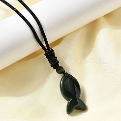 Подвеска в виде рыбы из натурального мохового агата&nbsp;NJEW-G185-01F