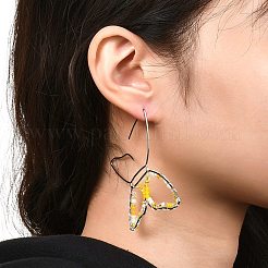 Orecchini pendenti con perle di vetro farfalla per ragazze donne&nbsp;EJEW-JE04658-02