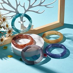 Bracciale elasticizzato con perline in tubo acrilico trasparente per ragazze&nbsp;BJEW-JB07311