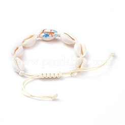 Braccialetti di perline intrecciati stampati conchiglia stampata regolabile&nbsp;BJEW-JB05154-03