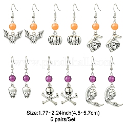 Boucles d'oreilles pendantes en alliage et acrylique imitation jade sur le thème d'Halloween&nbsp;EJEW-FS00004