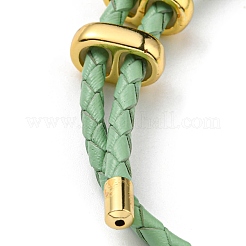 Bracciale a maglie con barra a colonna in ottone con cordini in cuoio&nbsp;BJEW-G675-05G-04