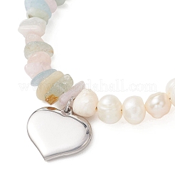 Браслеты с подвесками в виде сердца из нержавеющей стали 304&nbsp;BJEW-JB13361-02