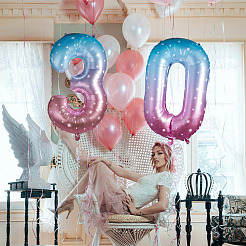 Globos de película de aluminio degradado número 1&nbsp;AJEW-TADJ0001-23B