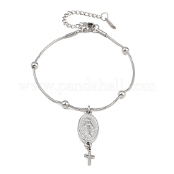 Braccialetti con ciondoli in acciaio inossidabile 304 stile rosario cattolico&nbsp;SA-CBA7739-01P