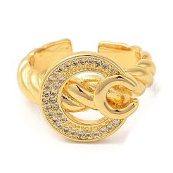 Открытые манжеты с плоскими круглыми циркониями&nbsp;RJEW-U008-37G