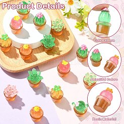 40 pièce de 8 styles de décorations d'affichage de cactus en résine transparente&nbsp;DJEW-CJ0001-31