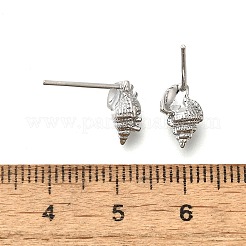 Серьги-гвоздики из латуни в форме раковины с микропаве из кубического циркония&nbsp;EJEW-D304-32P