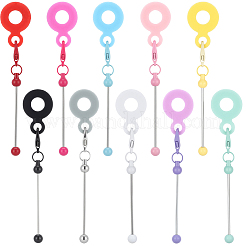 10 Stück 10 Farben Silikon-Strohhalm-Abdeckungsgriff-Anhänger&nbsp;DIY-SP0006-36