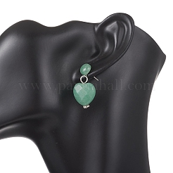 Серьги-гвоздики в форме сердца с камнями разных пород&nbsp;EJEW-JE06919