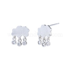 Pendientes colgantes de latón con circonitas cúbicas transparentes.&nbsp;WG61EEE-01