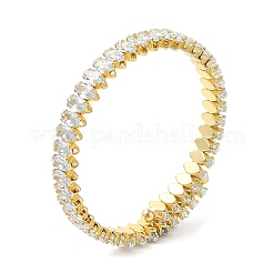 Овальный браслет из латуни с цирконием для женщин&nbsp;BJEW-M298-04G